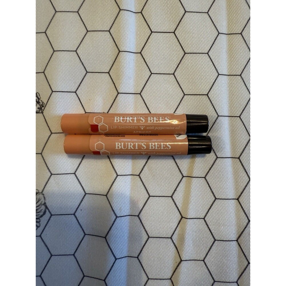 2 Pack Burt's Bees 100% Natural Lip Shimmer, Apricot Factory Seal